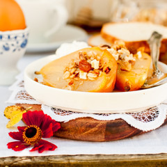 Honey Roast Pears with Granola and Yogurt