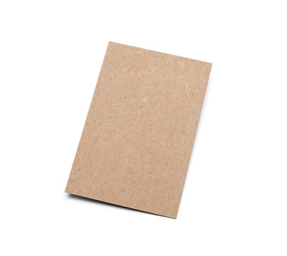 Brown Cardboard sheet of recycled paper gift cards on white back