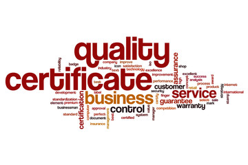 Quality certificate word cloud