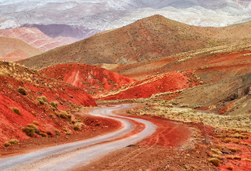 Winding road in Atlas mountains, Morocco