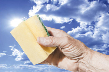 Fresh and clean washing with sponge