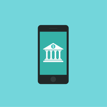 Flat design icon of mobile banking services