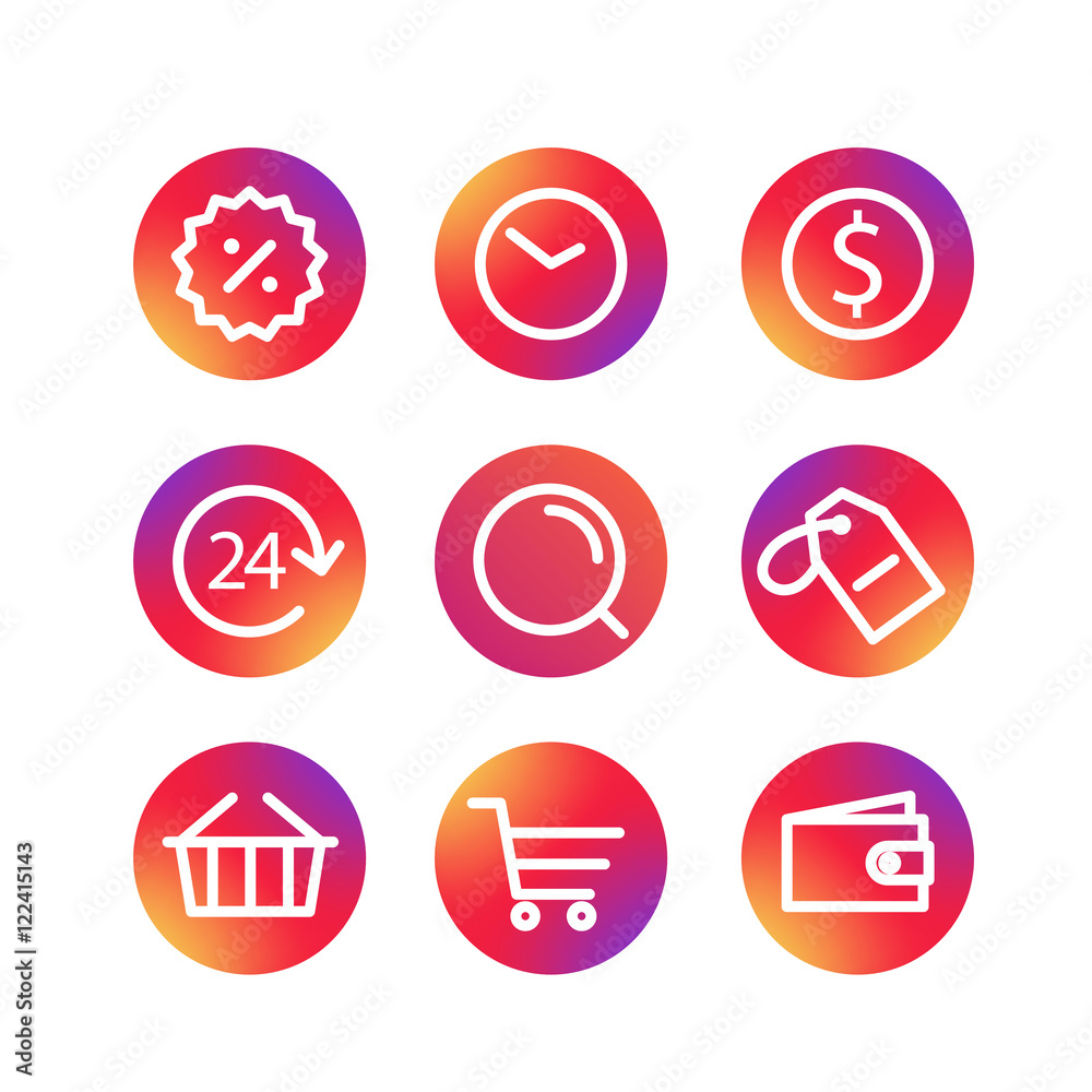 Fototapete different simple web pictograms collection. web commerce icons c