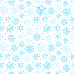 Different snowflakes set. Abstract seamless background