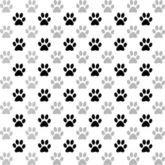 Naklejka na ściany i meble Grey and black puppy paw prints on white background