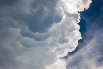 close up part of huge cloud before strom