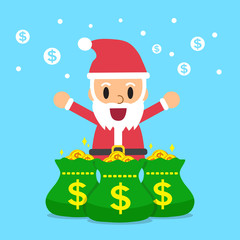 Santa claus with money bags