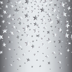 Silver stars on a silver seamless background with a gradient. Vector illustration with a clipping mask.