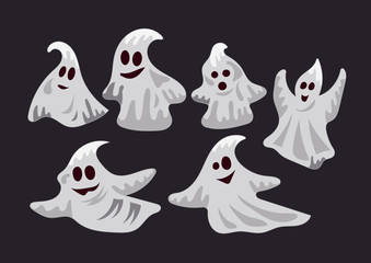 ghosts set in flat style , cute ghost vector collection