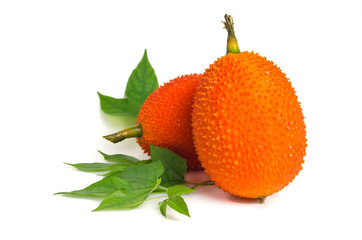 Gac fruit, typical of orange-colored plant foods in Asia isolate