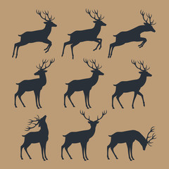 Deer silhouette set