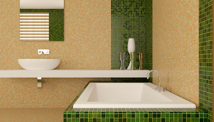 The minimalistic design of the bathroom. 3D Render