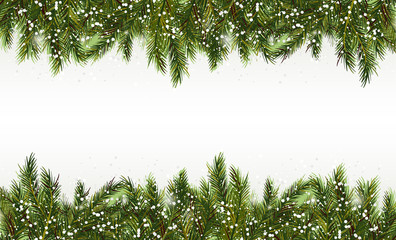 Christmas background-Realistic frame with fir 