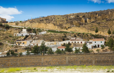 Fototapeta na wymiar Dwellings houses into rock at Puerto Lumbreras