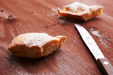 piece of apple pie on the table