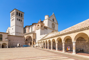 Fototapeta na wymiar Assisi, Italy. Basilica of St. Francis, XIII century. UNESCO list