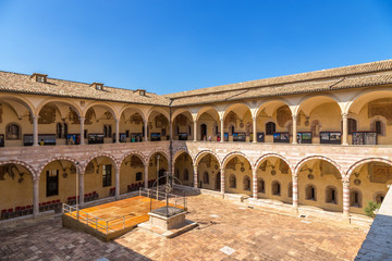 Fototapeta na wymiar Assisi, Italy. The atrium of the Basilica of St. Francis, XV century.