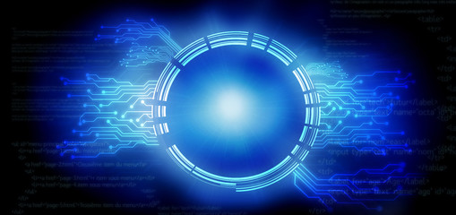 Hi-tech digital technology wheel on a blue abstract background