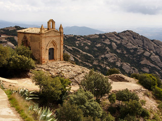 View on the chapel Sant Joan while hiking in Montserrat. Catalon