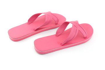 pink beach sandals flip flops isolated on white background