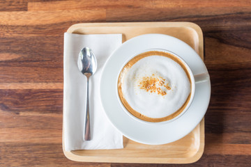 cup of coffee on restaurant table