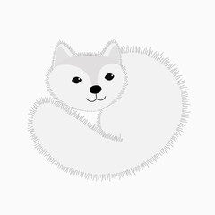 Cute white Arctic Fox vector