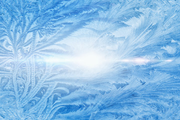 Fototapeta na wymiar Winter seasonal background - frozen icy window