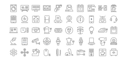 Set Vector Flat Line Icons Appliance