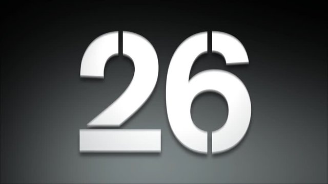 A 30 second countdown with each second dropping in from top. Spotlight effect and drop shadow on each second. HD 1080.