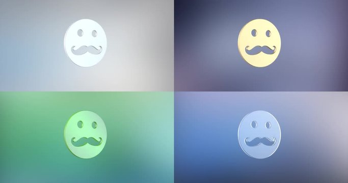 Animated Mustache Man 3d Icon Loop Modules for edit with alpha matte
