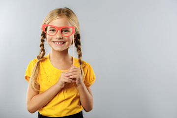 funny girl with fake glasses