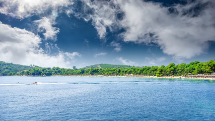 Koukounaries Beach, Skiathos Island, Greece. It is one of the best Greek beaches.