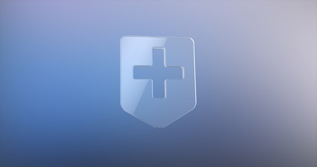 Fototapeta premium Medical Map Pin Glass 3d Icon