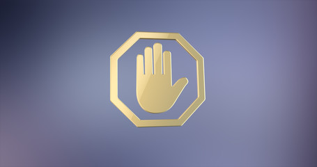 Stop Hand Gold 3d Icon