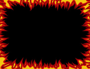 Fire frame. Flames on edges. Flame background