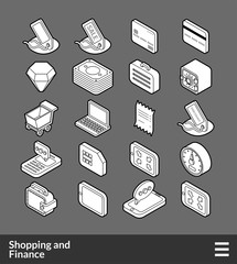 Isometric outline icons set