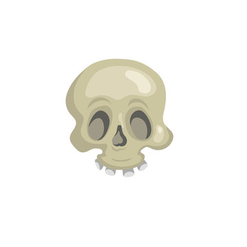 Cartoon trendy skull simple gradient icon. Vector halloween illustration.