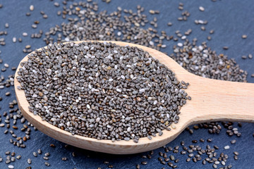 Wooden spoon with chia seeds