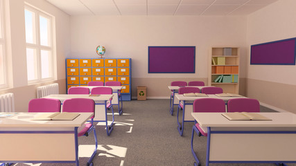 The interior of classroom (3D rendering) 