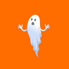 Cartoon simple gradient ghost trendy design. Halloween vector flat icon.