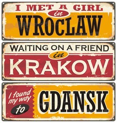 Retro tin signs souvenirs from Poland