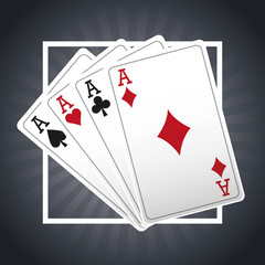 cards of poker inside frame icon. Casino and las vegas theme. Colorful design. Striped background. Vector illustration