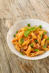 Dish of italian pasta with fish ragout