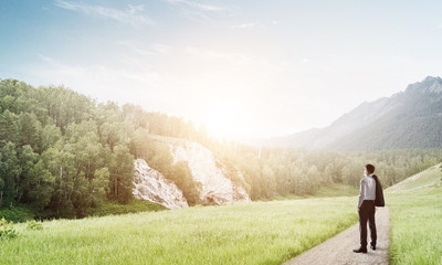 Naklejka premium Achieving top of success