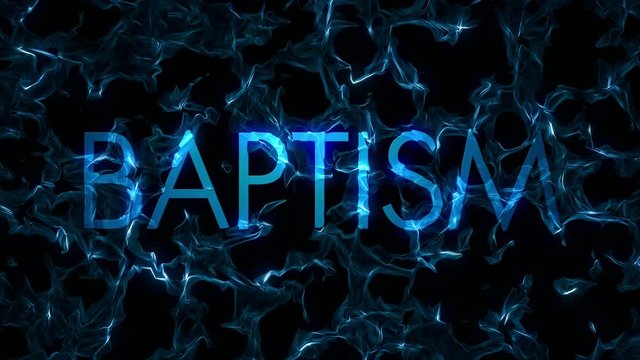 A looping background of abstract fractal water over BAPTISM title that interacts with text.