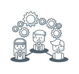 business person with set line icons vector illustration design