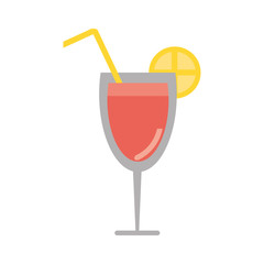 Cocktail glass with orange icon. Summer alcohol and drink theme. Isolated design. Vector illustration