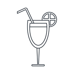 Cocktail glass with orange icon. Summer alcohol and drink theme. Isolated design. Vector illustration