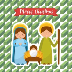 cute family manger characters christmas vector illustration design