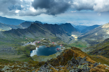 Aerial view of Balea Lake